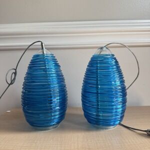 Set Of 2 LBL Lighting Vortex Blue Monopoint 1 Light Track Pendant - Satin Nickel